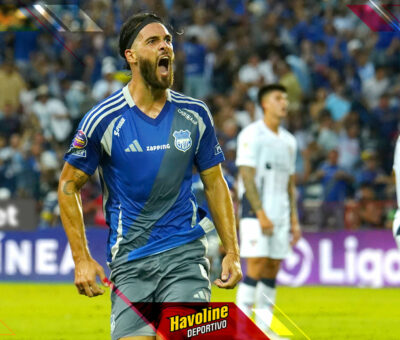 Facundo Castelli celebraba el gol de Emelec para el triunfo ante Liga de Quito.