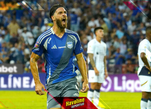 Facundo Castelli celebraba el gol de Emelec para el triunfo ante Liga de Quito.