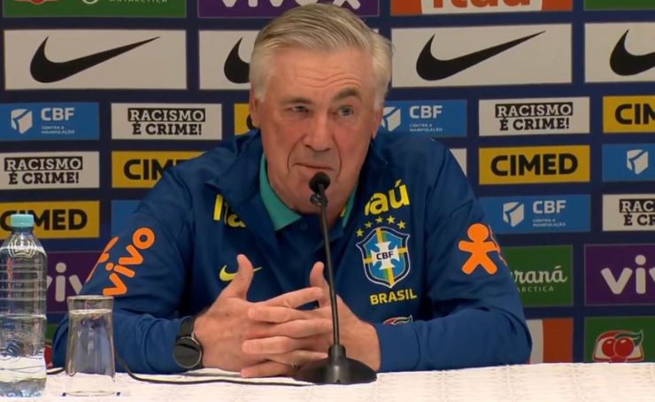 Carlo Ancelotti, director técnico de Brasil, habló en rueda de prensa, previo al partido ante Ecuador, por la fecha 15 de las Eliminatorias
