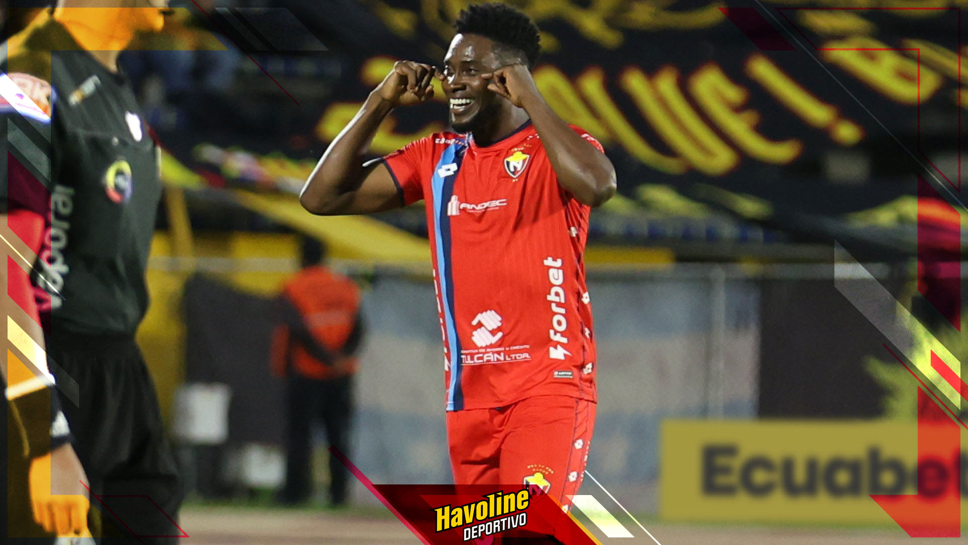 Jonathan Borja celebrando su gol ante Barcelona SC