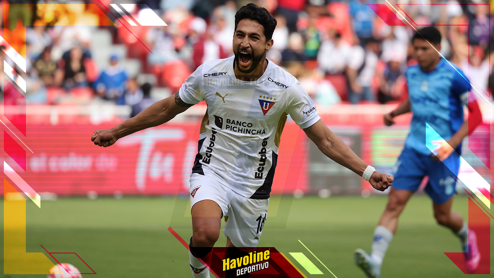 Jeison Medina celebrando su gol con Liga de Quito ante Macará