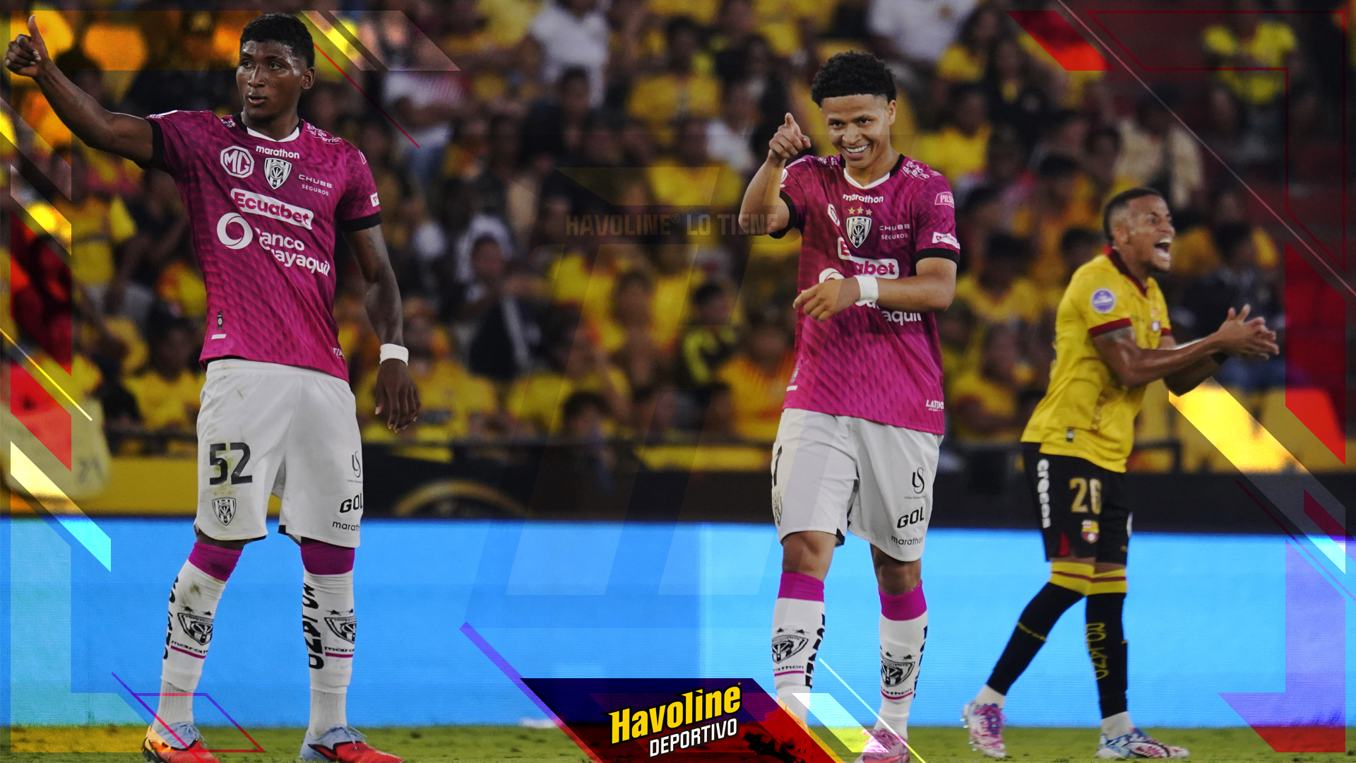 Patrik Mercado celebrando su gol ante Barcelona Sporting Club